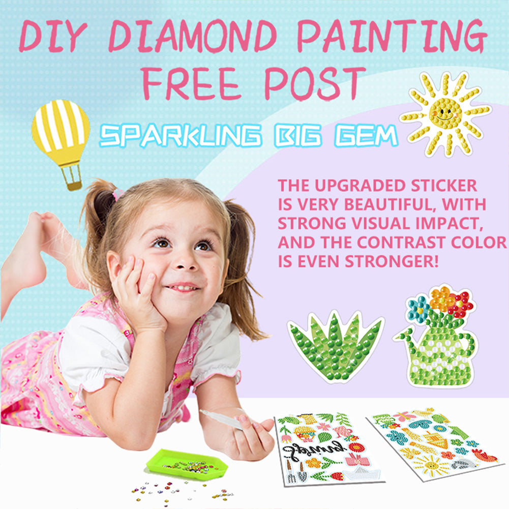 2pcs Gem Sticker Diamond Art 5D Paint by Numbers DIY for Kids Beginner Toys Kits