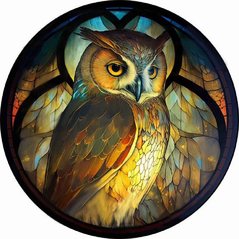 Medallion Glass Owl - Full Round Drill Diamond Painting 30*30CM