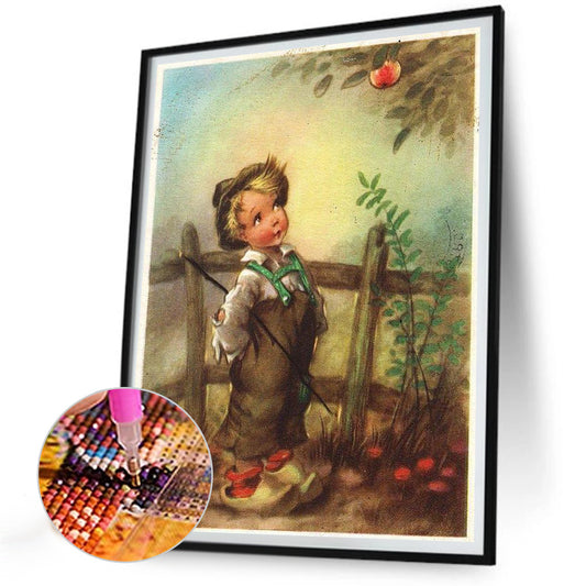 Retro Poster Kids - Full Round Drill Diamond Painting 30*40CM