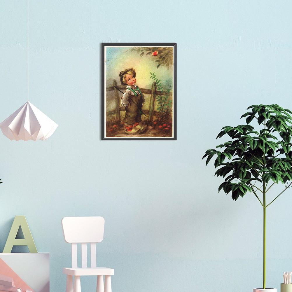 Retro Poster Kids - Full Round Drill Diamond Painting 30*40CM