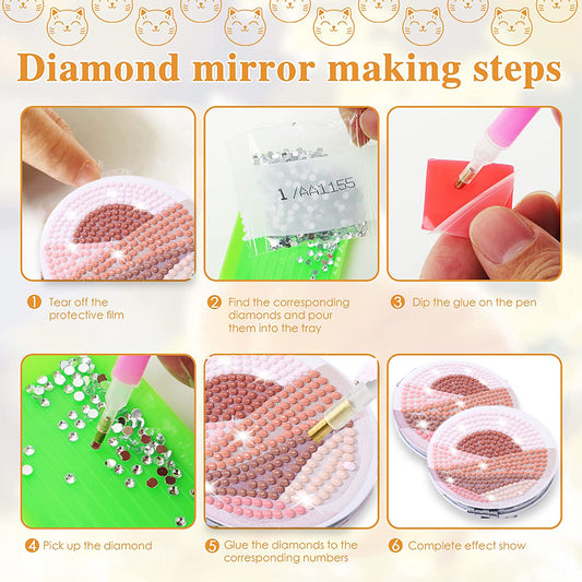 DIY Diamond Art Mosaic Makeup Mirror Art Craft Set Abstract Paint by Number Kits