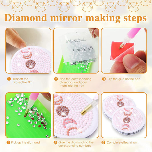 DIY Diamond Art Mosaic Makeup Mirror Art Craft Set Abstract Paint by Number Kits