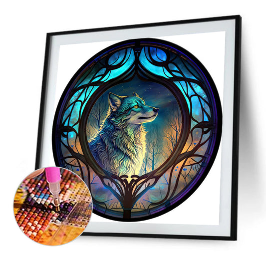 Glass Painted Wolf - Full Square Drill Diamond Painting 40*40CM