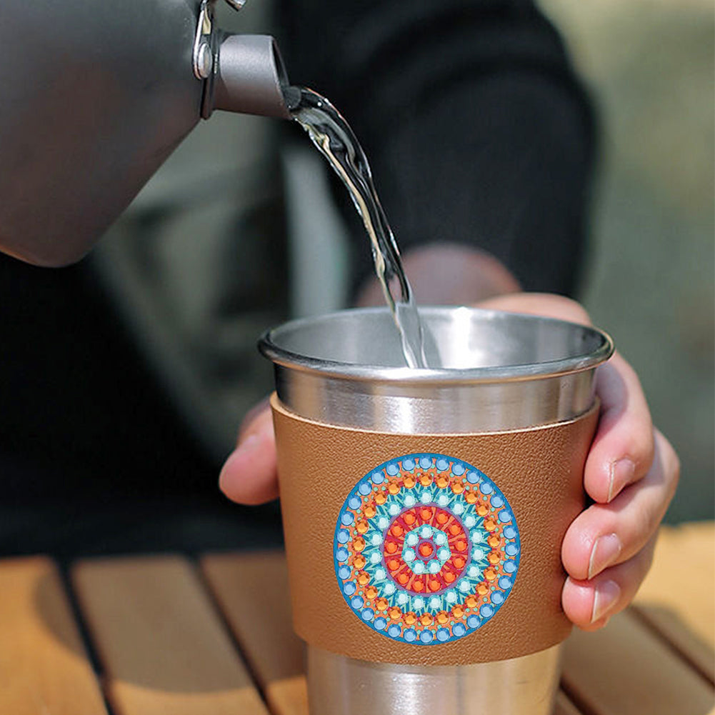 6pcs Diamond Painting Cup Sleeve Leather DIY Embroidery Art Craft Kit Home Decor