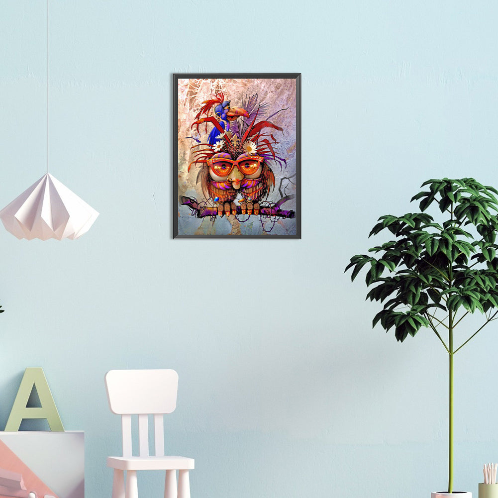 Owl - Full Round Drill Diamond Painting 30*40CM