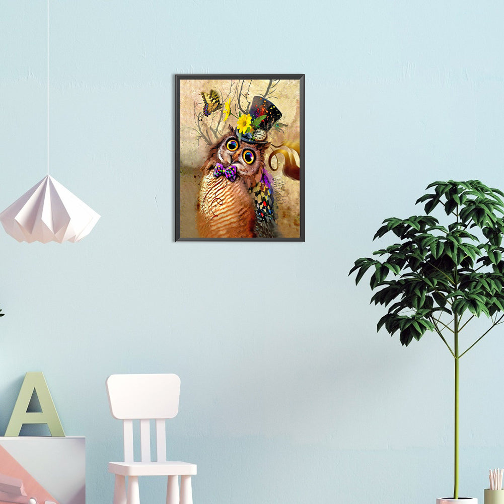 Owl - Full Round Drill Diamond Painting 30*40CM