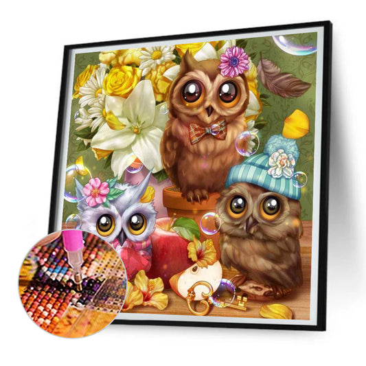 Owl - Full Round Drill Diamond Painting 30*30CM
