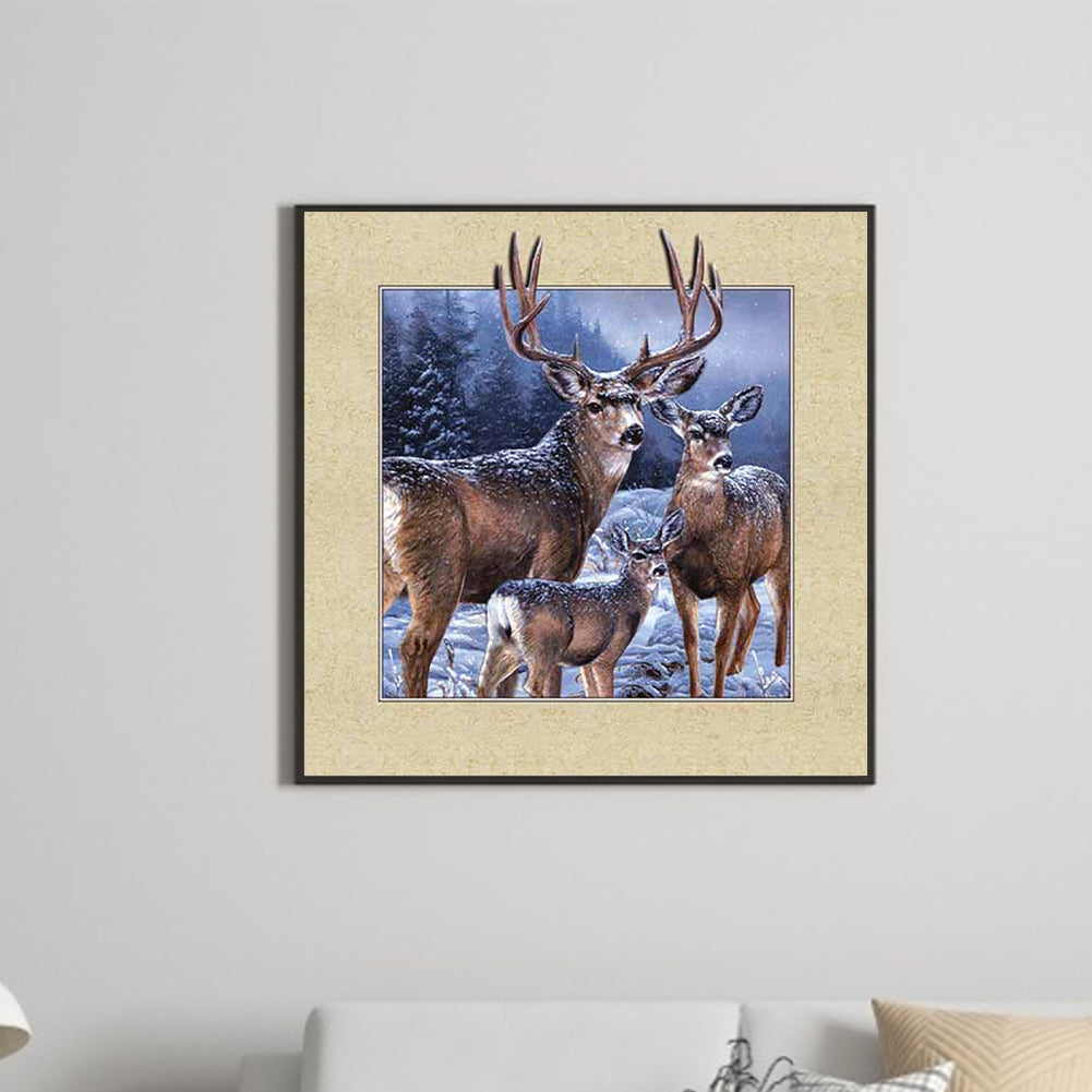 Elk In Frame - Full Square Drill Diamond Painting 40*40CM