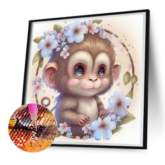 Monkey - Full Round Drill Diamond Painting 30*30CM