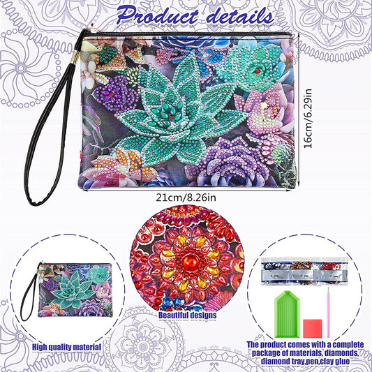 DIY Diamond Painting Wallet Purse Flowers Rhinestone Mosiac Handbag Women Clutch