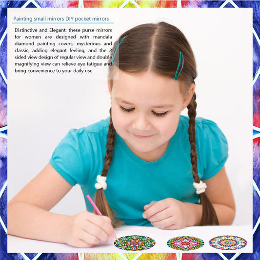 3pcs Crystal Diamond Mirror Portable DIY Art Craft Set Datura for Adult and Kids