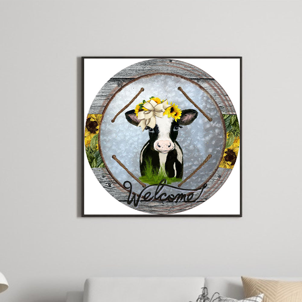 Round Cow - Full Round Drill Diamond Painting 30*30CM