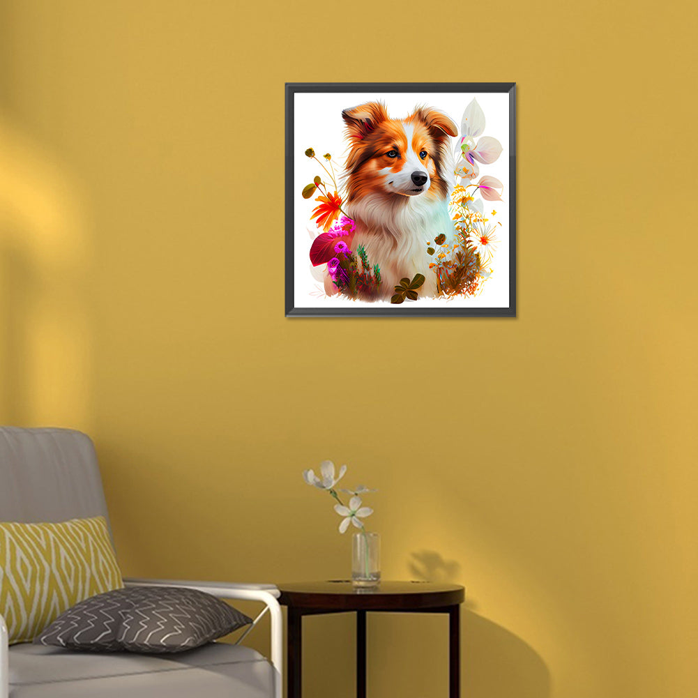 Dog In The Grass - Full Round Drill Diamond Painting 30*30CM