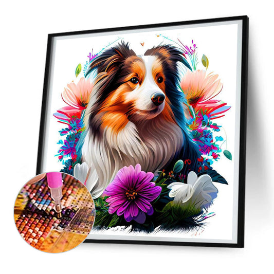 Dog In The Grass - Full Round Drill Diamond Painting 30*30CM