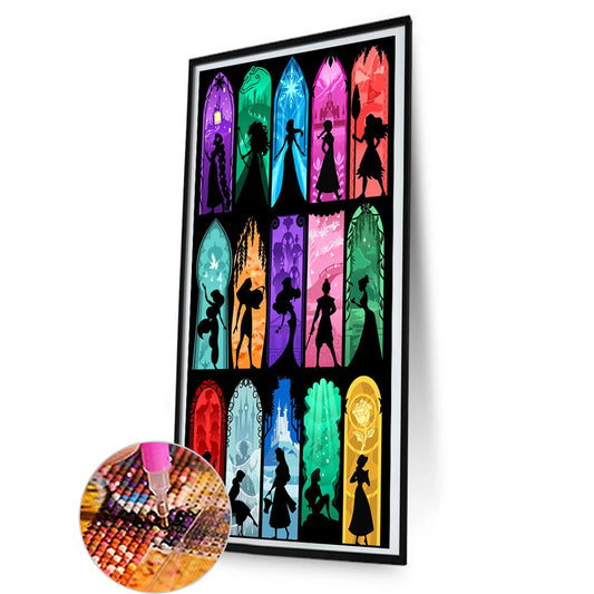Disney Princess Silhouette - Full Round Drill Diamond Painting 45*85CM