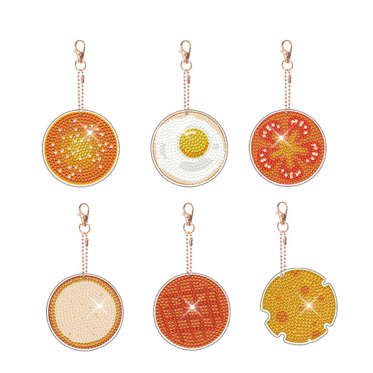 9pcs Diamond Art Keychain Art Craft 5D Special-shaped Drill DIY Food Bag Pandant