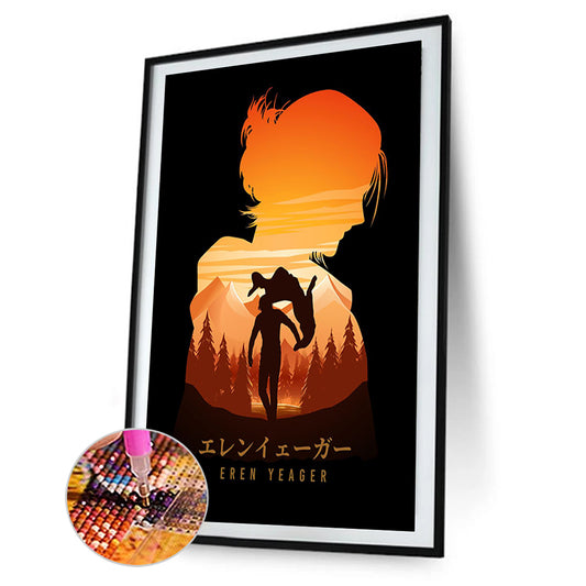 Attack On Titan Silhouette - Full Round Drill Diamond Painting 35*50CM