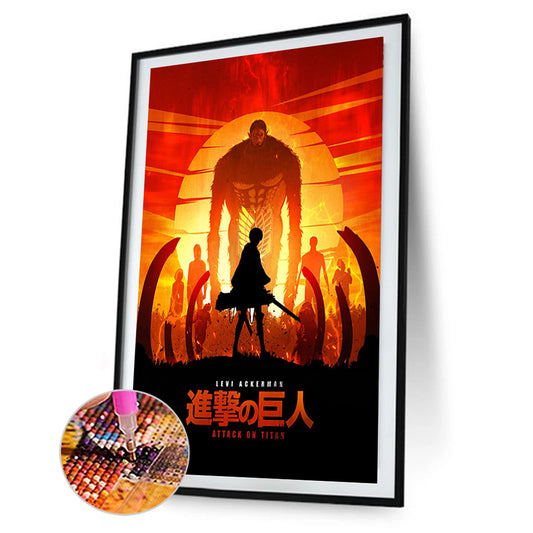 Attack On Titan Silhouette - Full Round Drill Diamond Painting 35*50CM