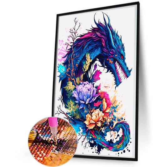 Blue Forehead Dragon - Full Round Drill Diamond Painting 35*50CM