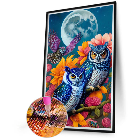 Owl Stare - Full Round Drill Diamond Painting 40*65CM