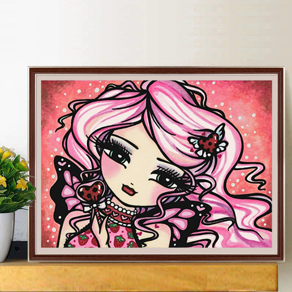 Cartoon Girl - Full Round Drill Diamond Painting 40*30CM