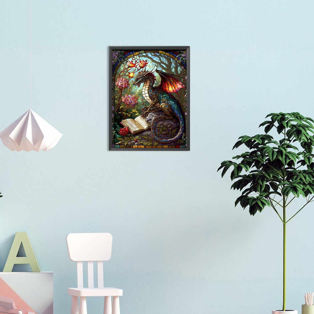 Color Dragon Reading - Full Round Drill Diamond Painting 30*40CM