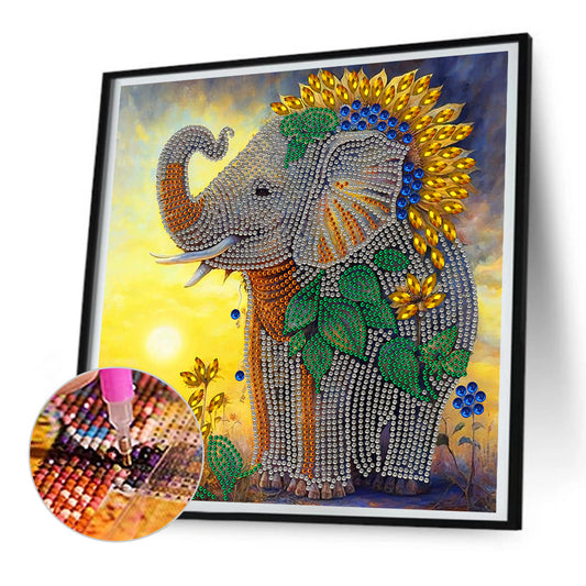 Sunflower Elephant - Special Shaped Drill Diamond Painting 30*30CM