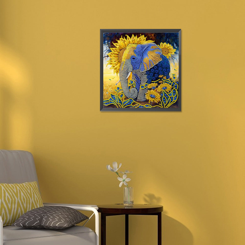 Sunflower Elephant - Special Shaped Drill Diamond Painting 30*30CM