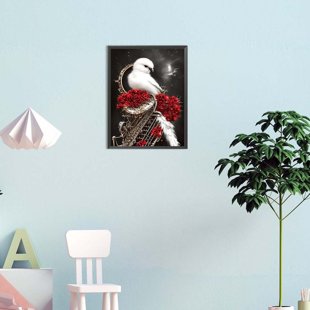 Black And White Crow - Full Round Drill Diamond Painting 30*40CM