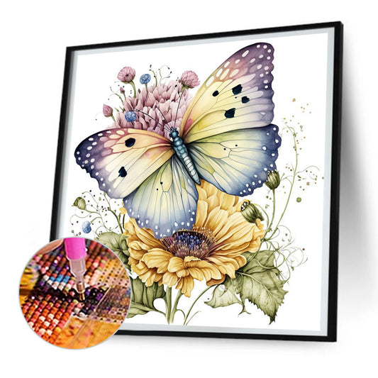 Flowers And Butterflies - Full Round Drill Diamond Painting 30*30CM