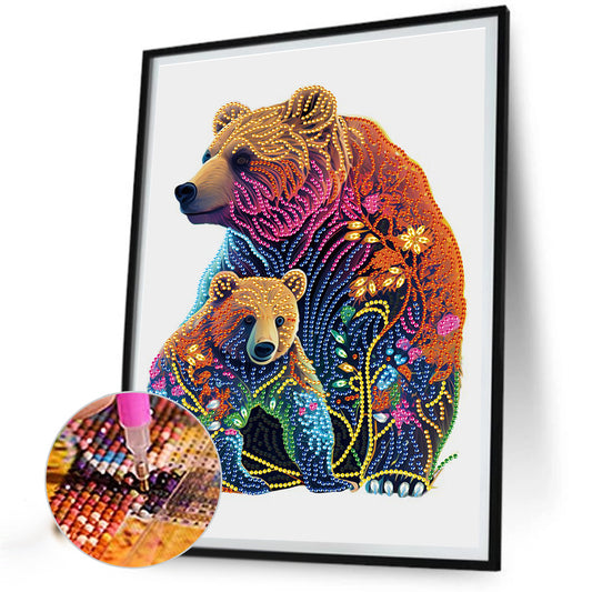 Grizzly Bear And Cub - Special Shaped Drill Diamond Painting 30*40CM