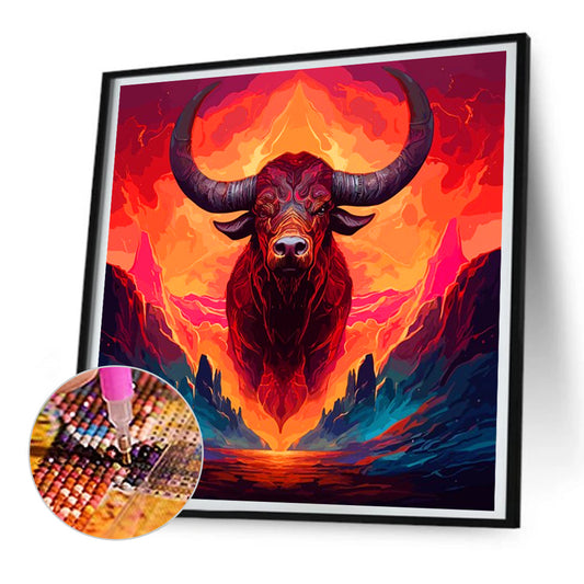 Cow In Flames - Full Round Drill Diamond Painting 30*30CM