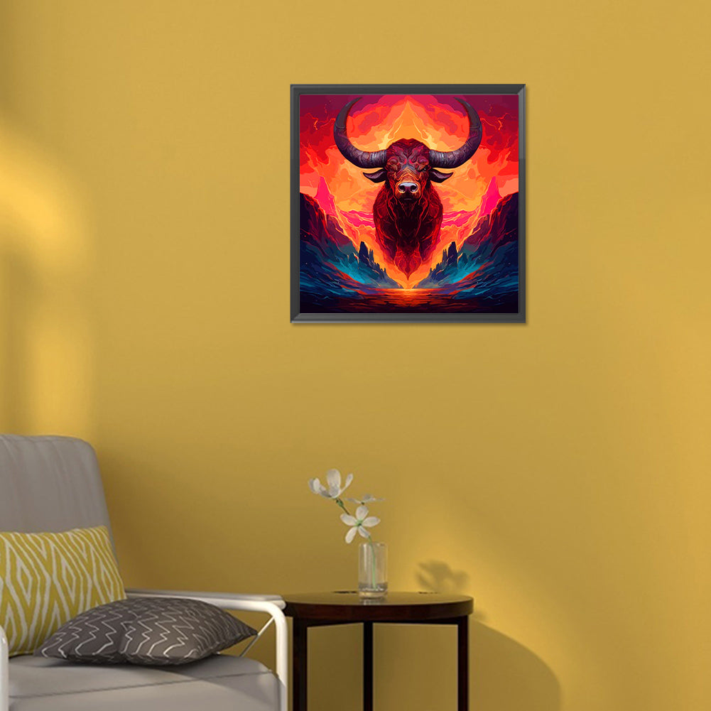 Cow In Flames - Full Round Drill Diamond Painting 30*30CM