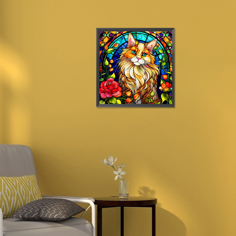 Cat With Tilted Head - Full Round Drill Diamond Painting 30*30CM