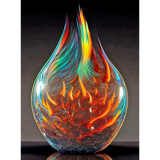 Glass Fire Sculpture - Full Round Drill Diamond Painting 30*40CM