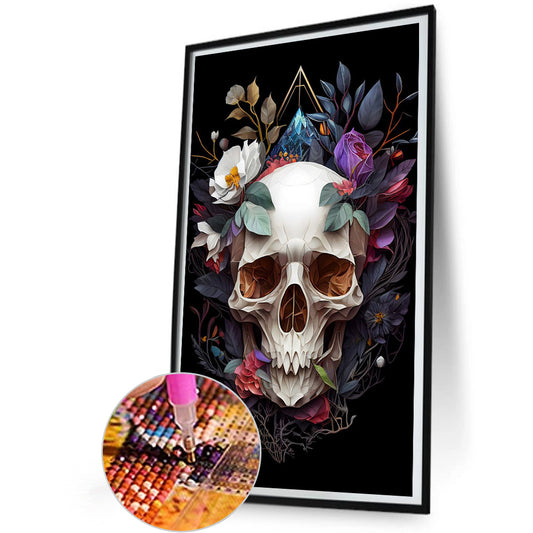 Skull Flowers - AB Dril Square Diamond Painting 30*50CM