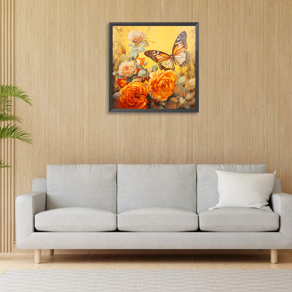 Flowers And Butterflies - Full Round Drill Diamond Painting 30*30CM