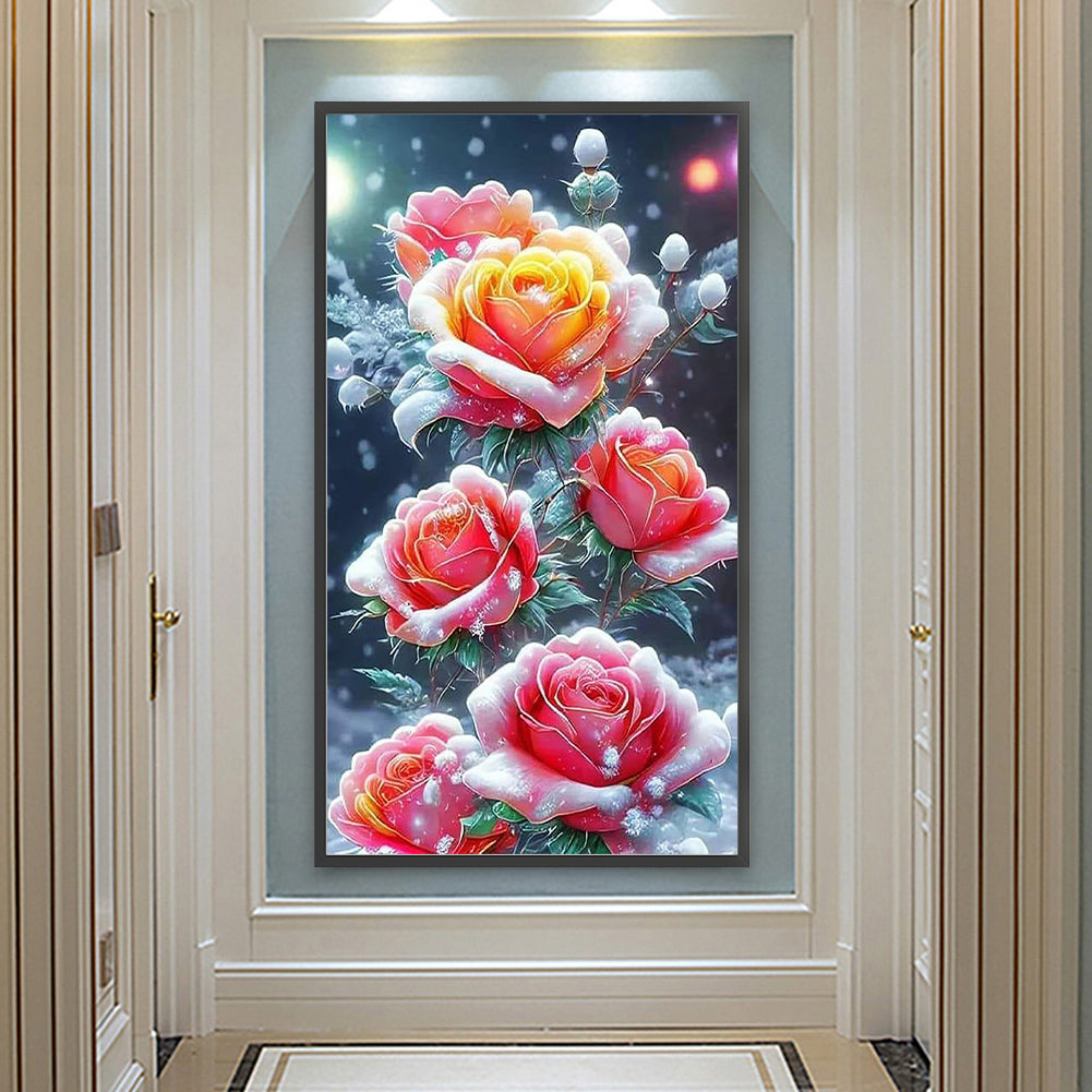 Snow Rose - Full Round Drill Diamond Painting 40*70CM