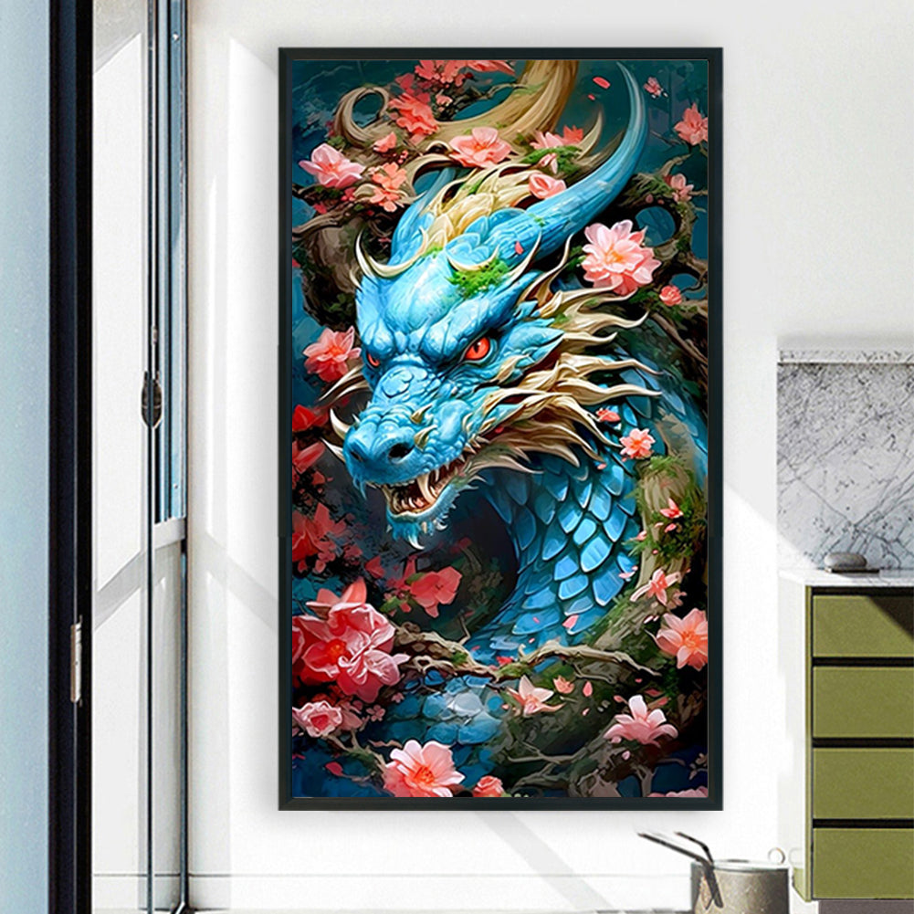 Flower And Dragon - Full Round Drill Diamond Painting 45*80CM