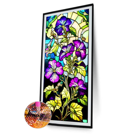Glass Painted Petunias - Full Round Drill Diamond Painting 40*80CM