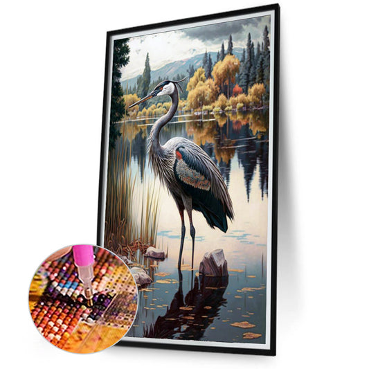 Heron By The Lake - Full Round Drill Diamond Painting 40*70CM