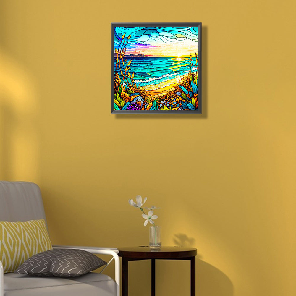 Grass And Sea - Full Round Drill Diamond Painting 30*30CM