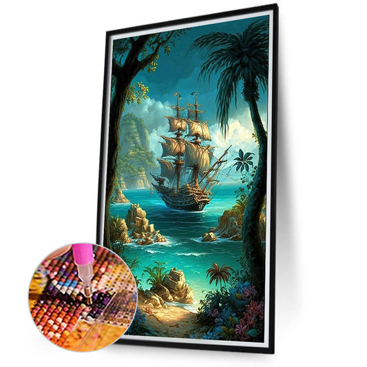 Sailing Boat - Full Round Drill Diamond Painting 40*70CM