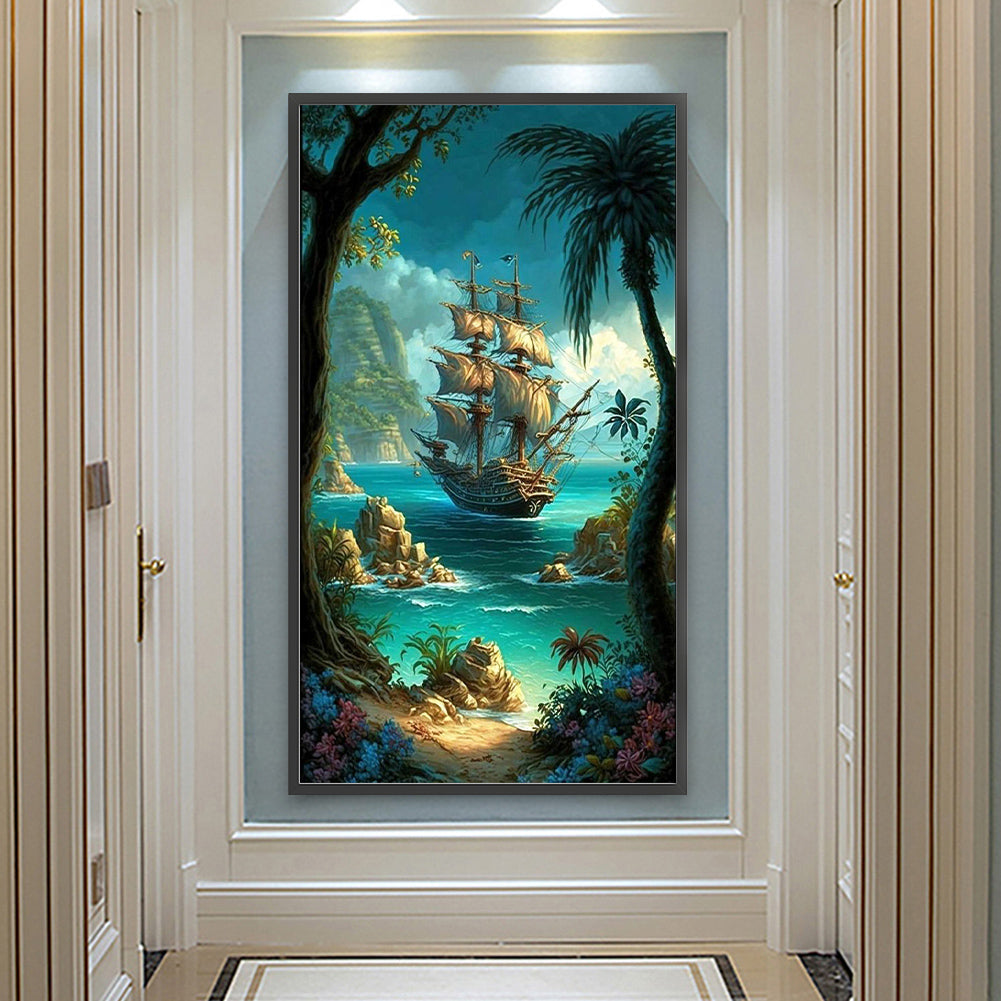 Sailing Boat - Full Round Drill Diamond Painting 40*70CM