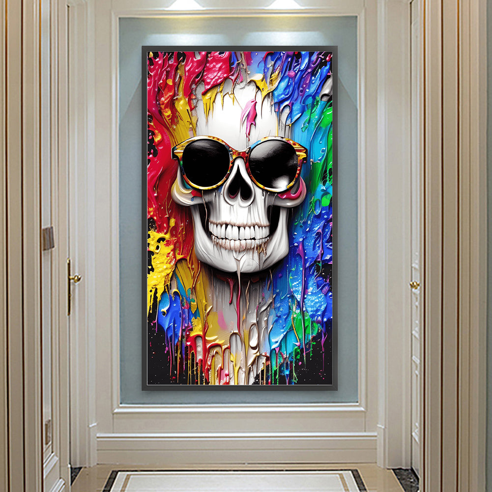 Personality Skull Wearing Sunglasses - Full Round Drill Diamond Painting 40*70CM
