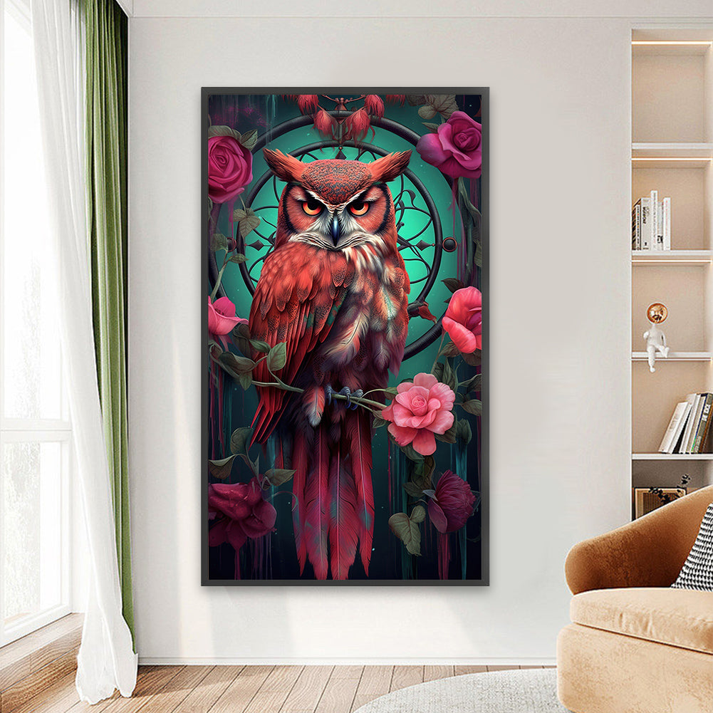 Flowers And Owls - Full Round Drill Diamond Painting 45*80CM