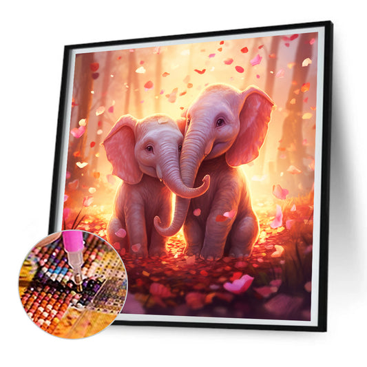 Elephant Couple - Full Round Drill Diamond Painting 30*30CM