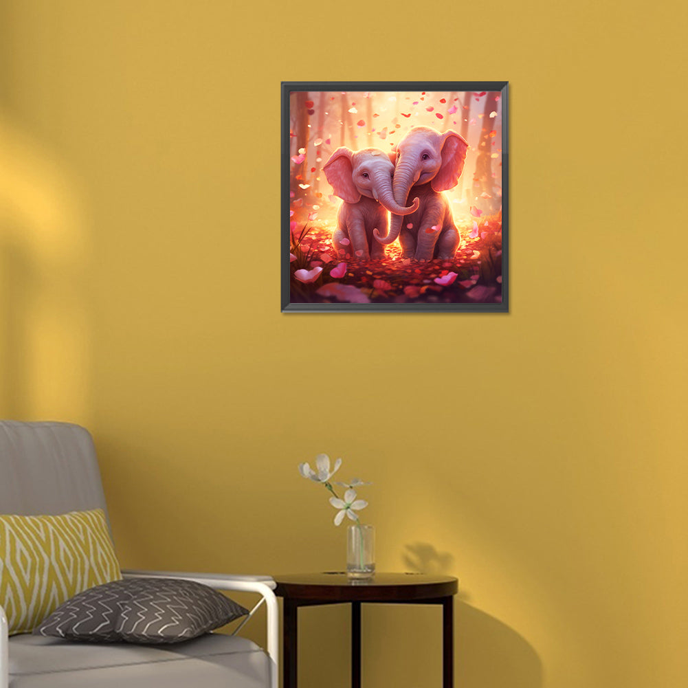 Elephant Couple - Full Round Drill Diamond Painting 30*30CM