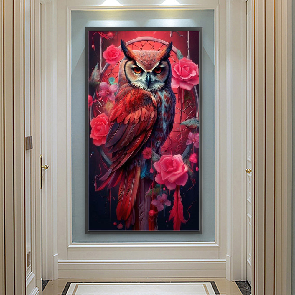 Red Owl - Full Round Drill Diamond Painting 40*70CM