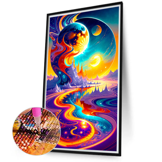 Metal Sand Ball Moon Night - Full Round Drill Diamond Painting 40*70CM